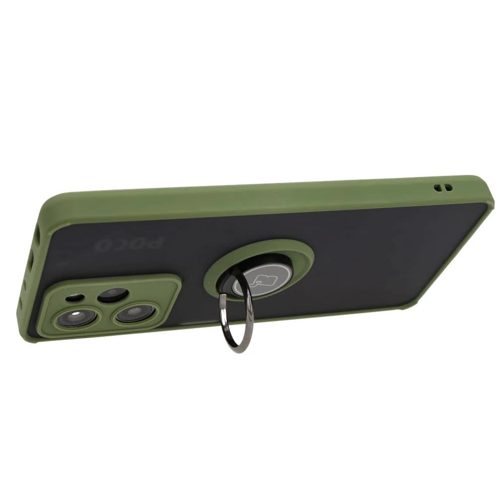 Bizon Case Hybrid Ring Xiaomi Poco X5 Pro füstös zöld kerettel - 5