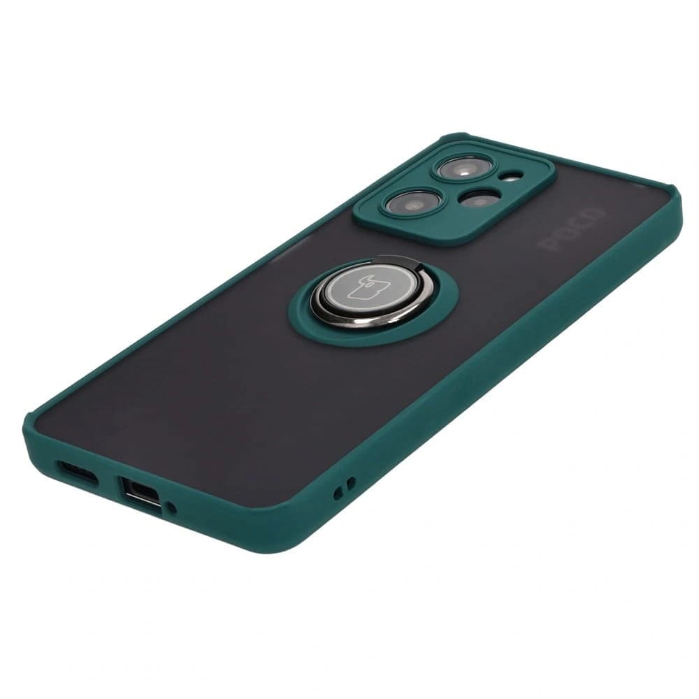 Bizon Case Hybrid Ring Xiaomi Poco X5 Pro füstös sötétzöld kerettel - 3
