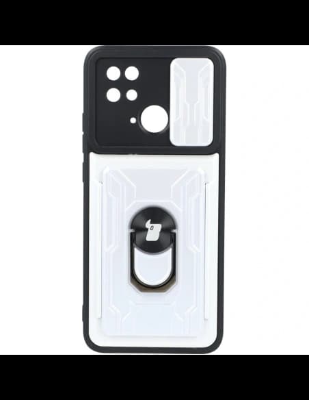 Bizon Case Camshield Kártya Slot Gyűrű Xiaomi Redmi 10C fehér