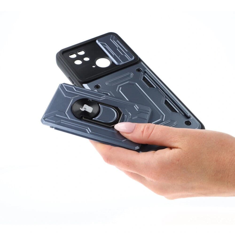 Bizon Case Camshield Kártyahely Gyűrű Xiaomi Redmi 10C szürke - 4
