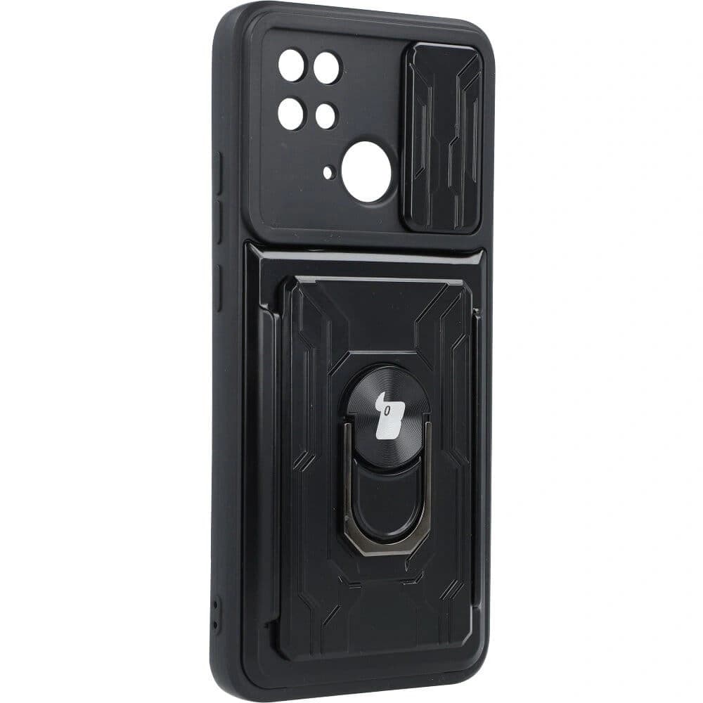 Bizon Case Camshield Kártyahely Gyűrű Xiaomi Redmi 10C fekete - 1