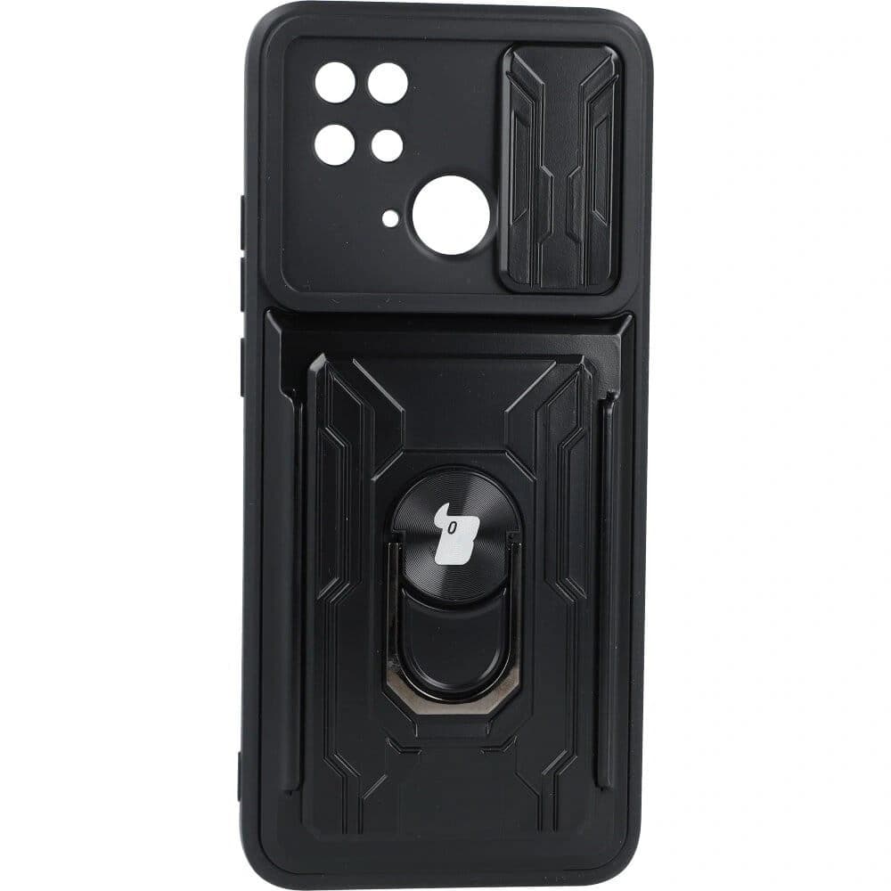 Bizon Case Camshield Kártyahely Gyűrű Xiaomi Redmi 10C fekete - 2