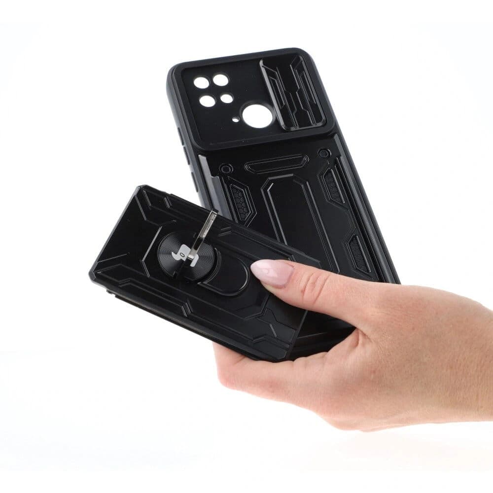 Bizon Case Camshield Kártyahely Gyűrű Xiaomi Redmi 10C fekete - 4