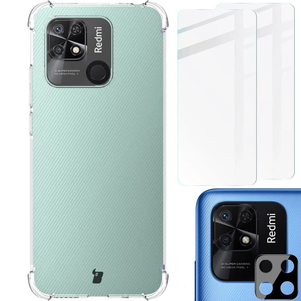 Bizon Case Clear Pack tok + 2x kijelző üveg + lencse üveg Xiaomi Poco C40/Redmi 10C átlátszó - 1