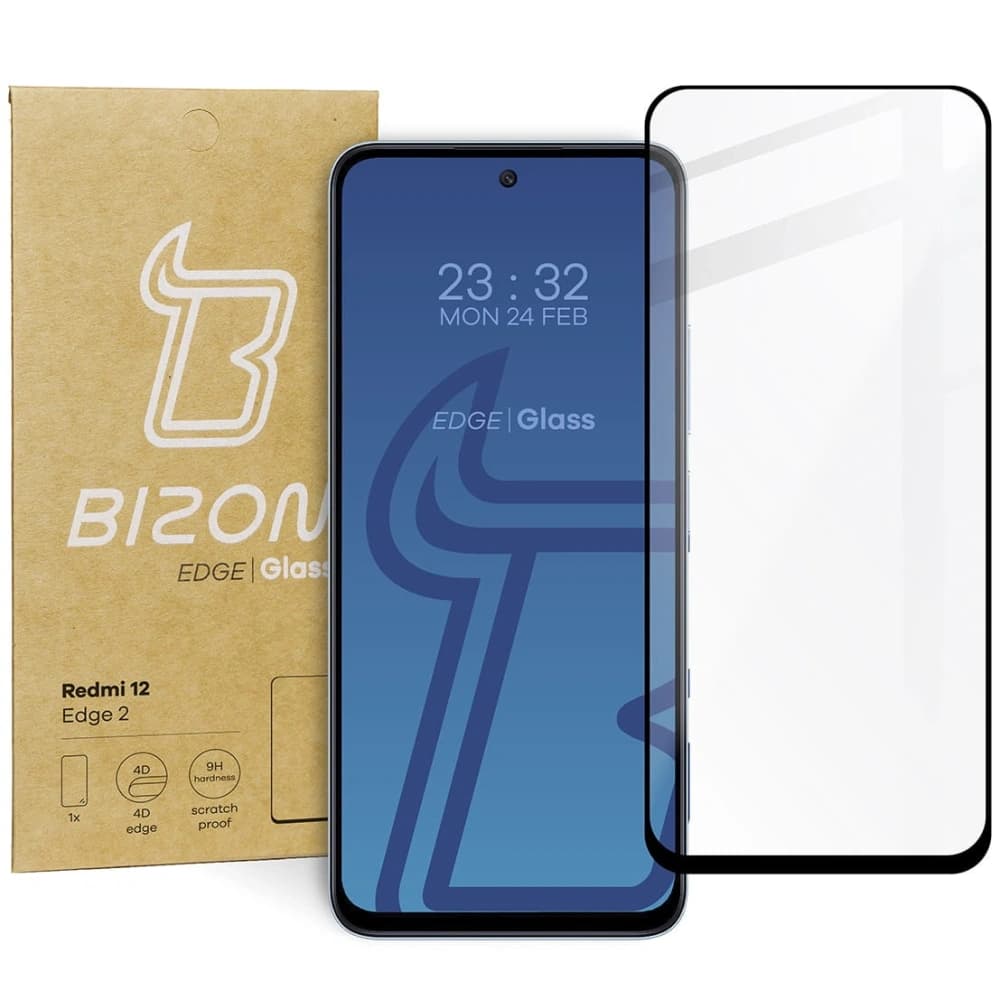 Bizon Glass Edge 2 Redmi 12 fekete - 1