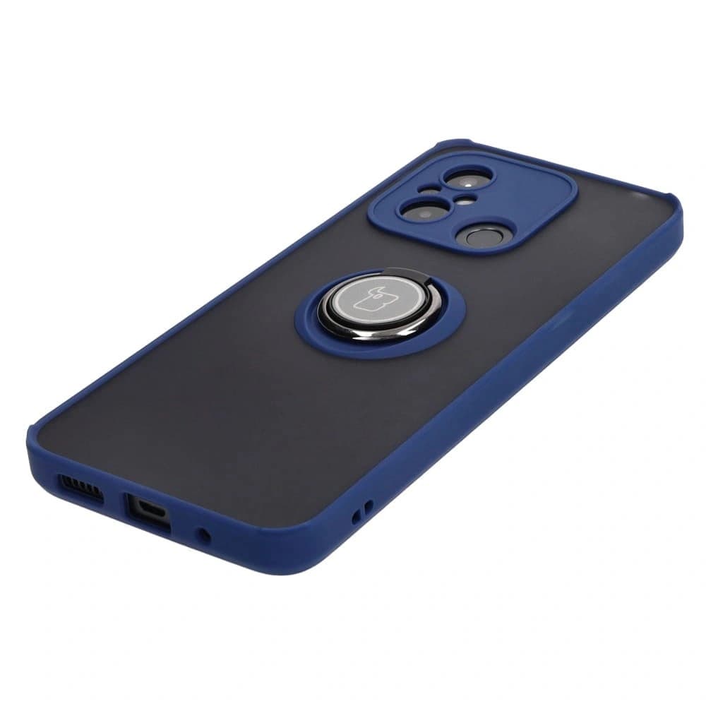Bizon Case Hybrid Ring Xiaomi Redmi 12C rauchig mit einem marineblauen Rahmen - 3