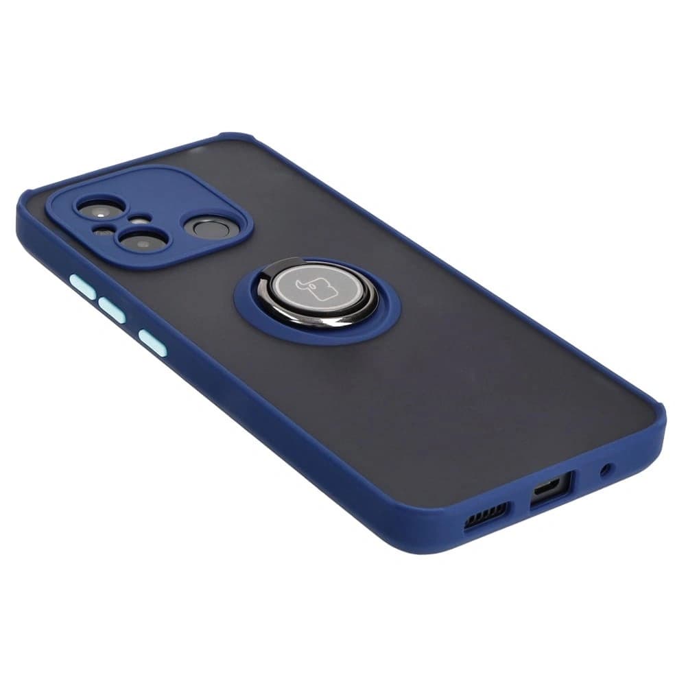 Bizon Case Hybrid Ring Xiaomi Redmi 12C rauchig mit einem marineblauen Rahmen - 4