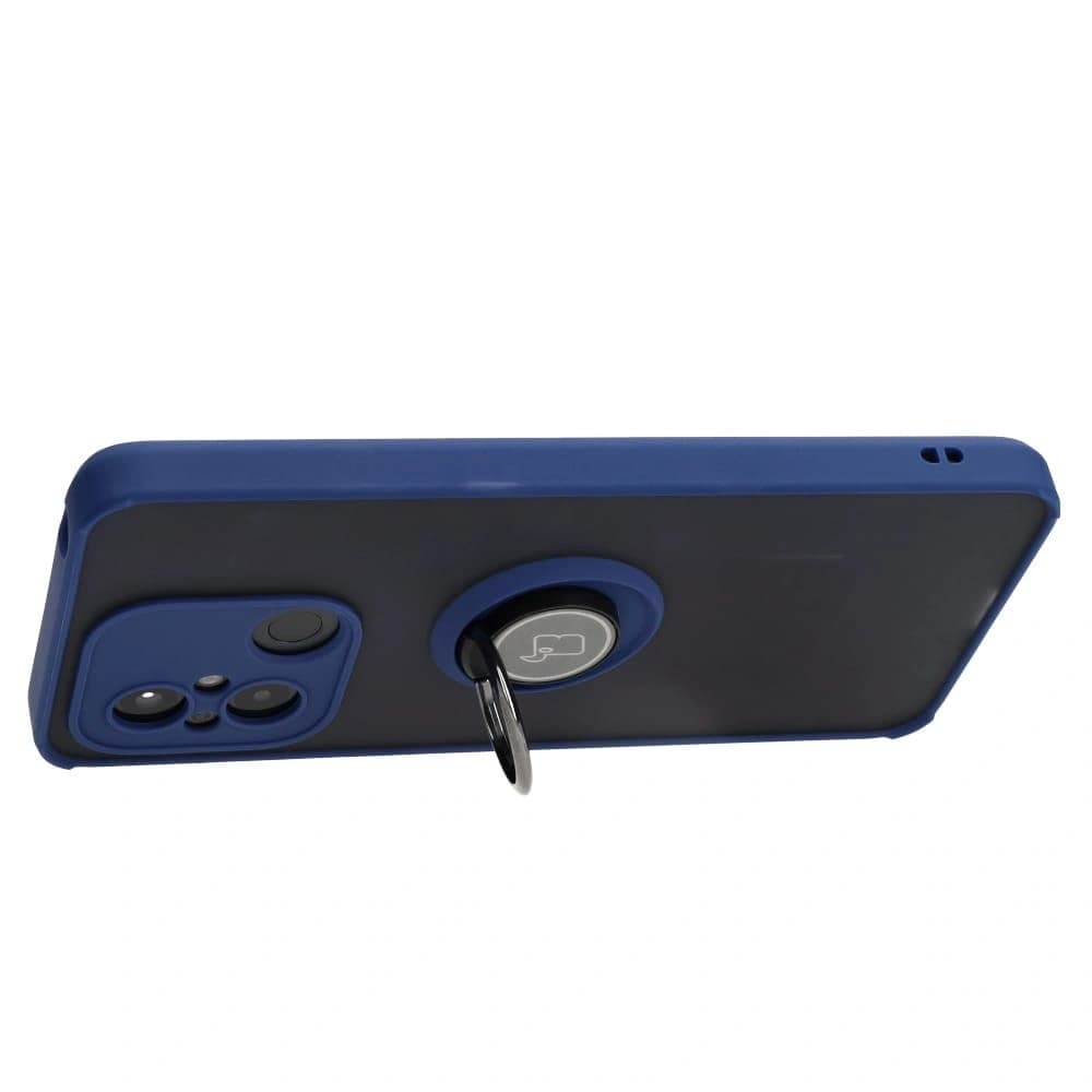 Bizon Case Hybrid Ring Xiaomi Redmi 12C rauchig mit einem marineblauen Rahmen - 5