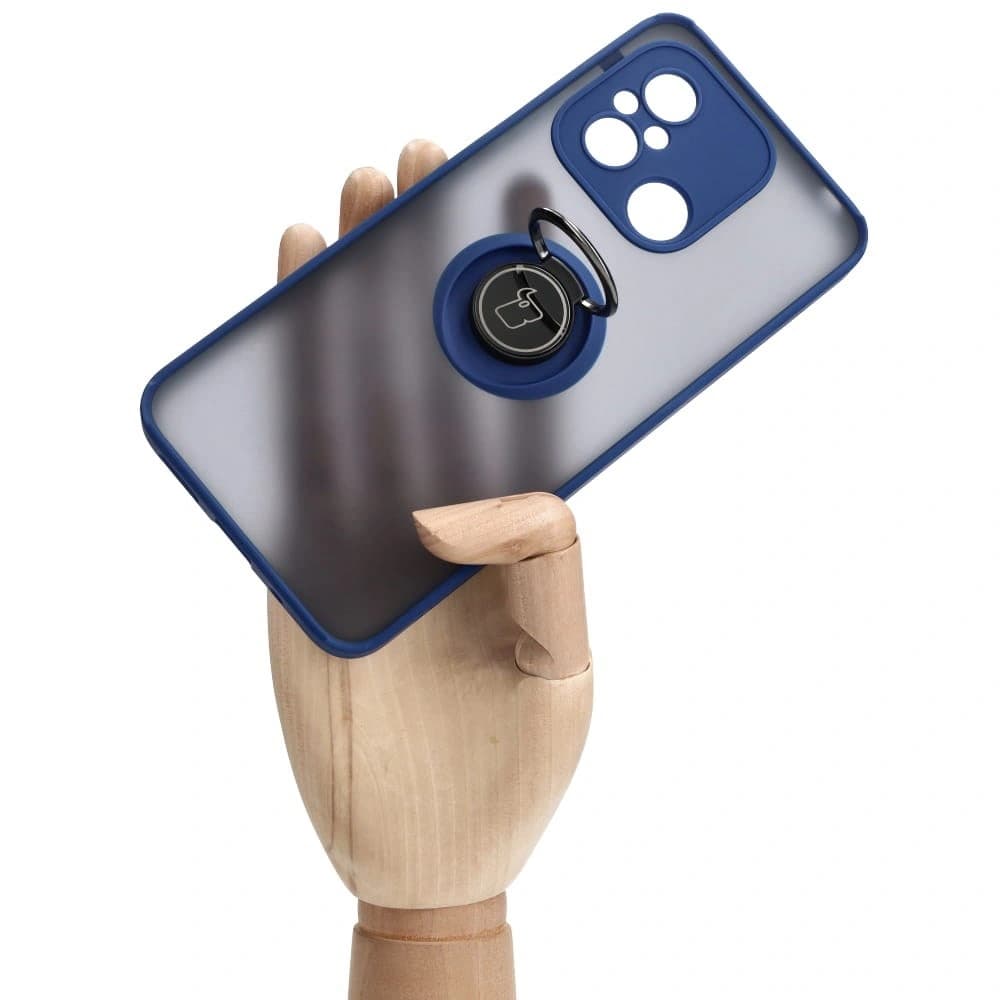 Bizon Case Hybrid Ring Xiaomi Redmi 12C rauchig mit einem marineblauen Rahmen - 7