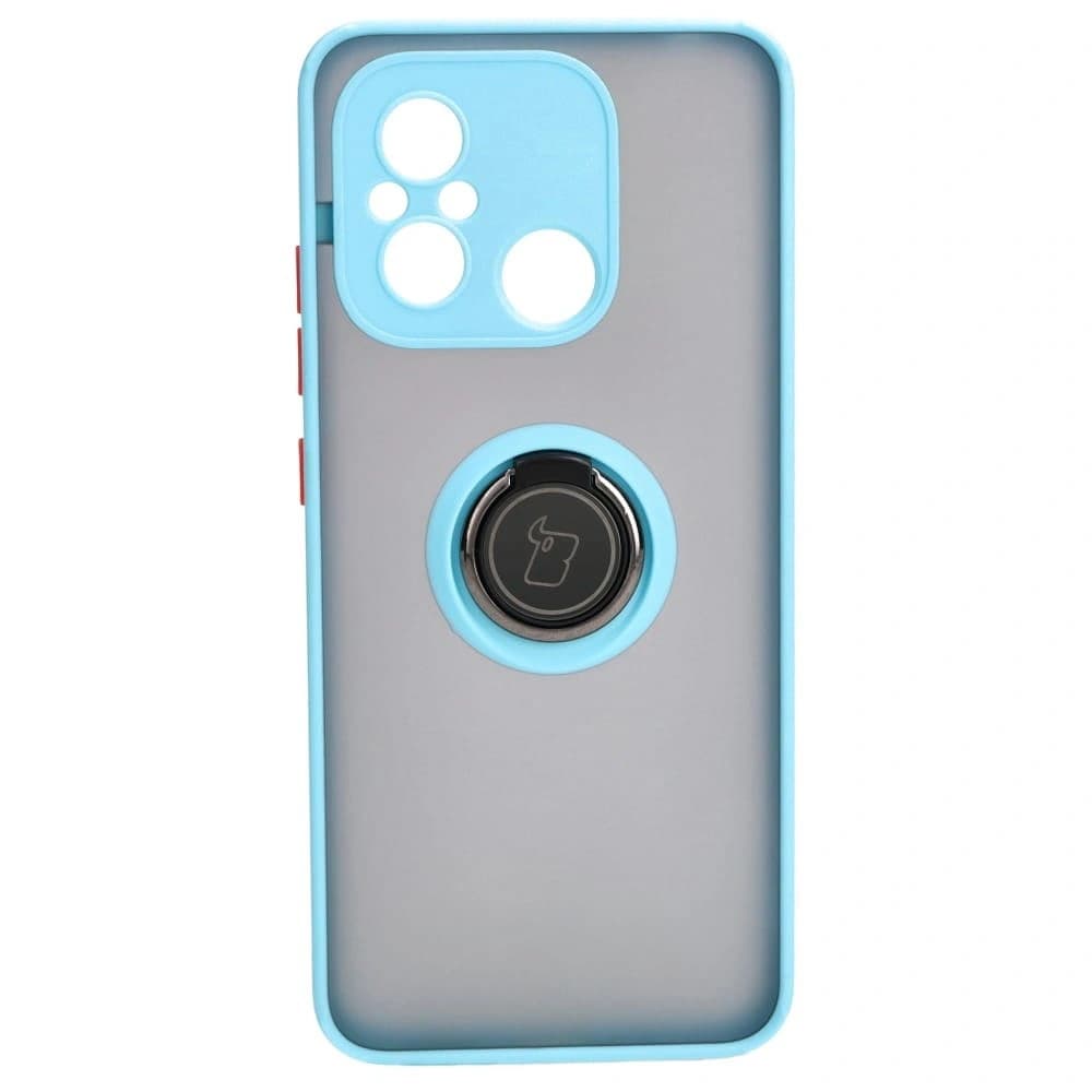 Bizon Case Hybrid Ring Xiaomi Redmi 12C rauchig mit einem hellblauen Rahmen - 2