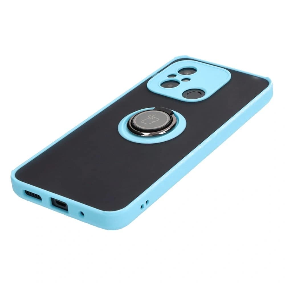 Bizon Case Hybrid Ring Xiaomi Redmi 12C rauchig mit einem hellblauen Rahmen - 3