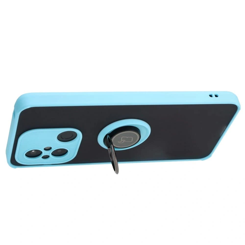 Bizon Case Hybrid Ring Xiaomi Redmi 12C rauchig mit einem hellblauen Rahmen - 5