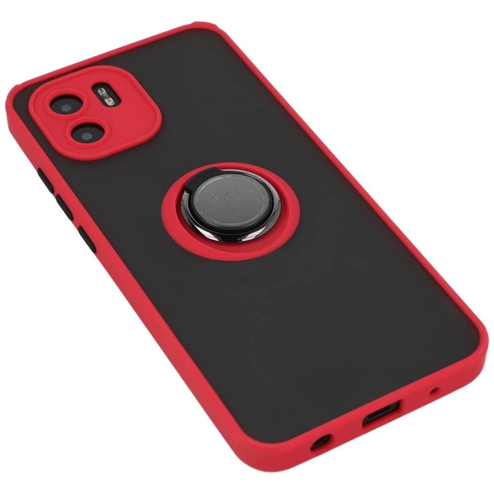 Bizon Case Hybrid Ring Xiaomi Redmi A1 rauchig mit einem roten Rahmen - 5