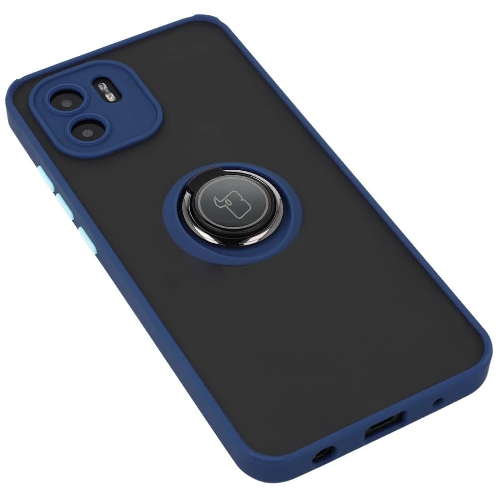 Bizon Case Hybrid Ring Xiaomi Redmi A1 rauchig mit einem marineblauen Rahmen - 5
