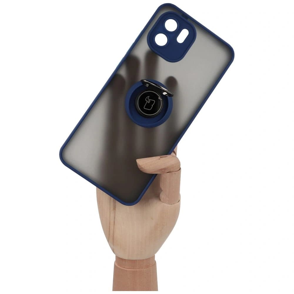 Bizon Case Hybrid Ring Xiaomi Redmi A1 rauchig mit einem marineblauen Rahmen - 8