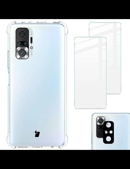 Bizon Case Clear Pack case + 2x screen glass + lens glass Xiaomi Redmi Note 10 Pro clear