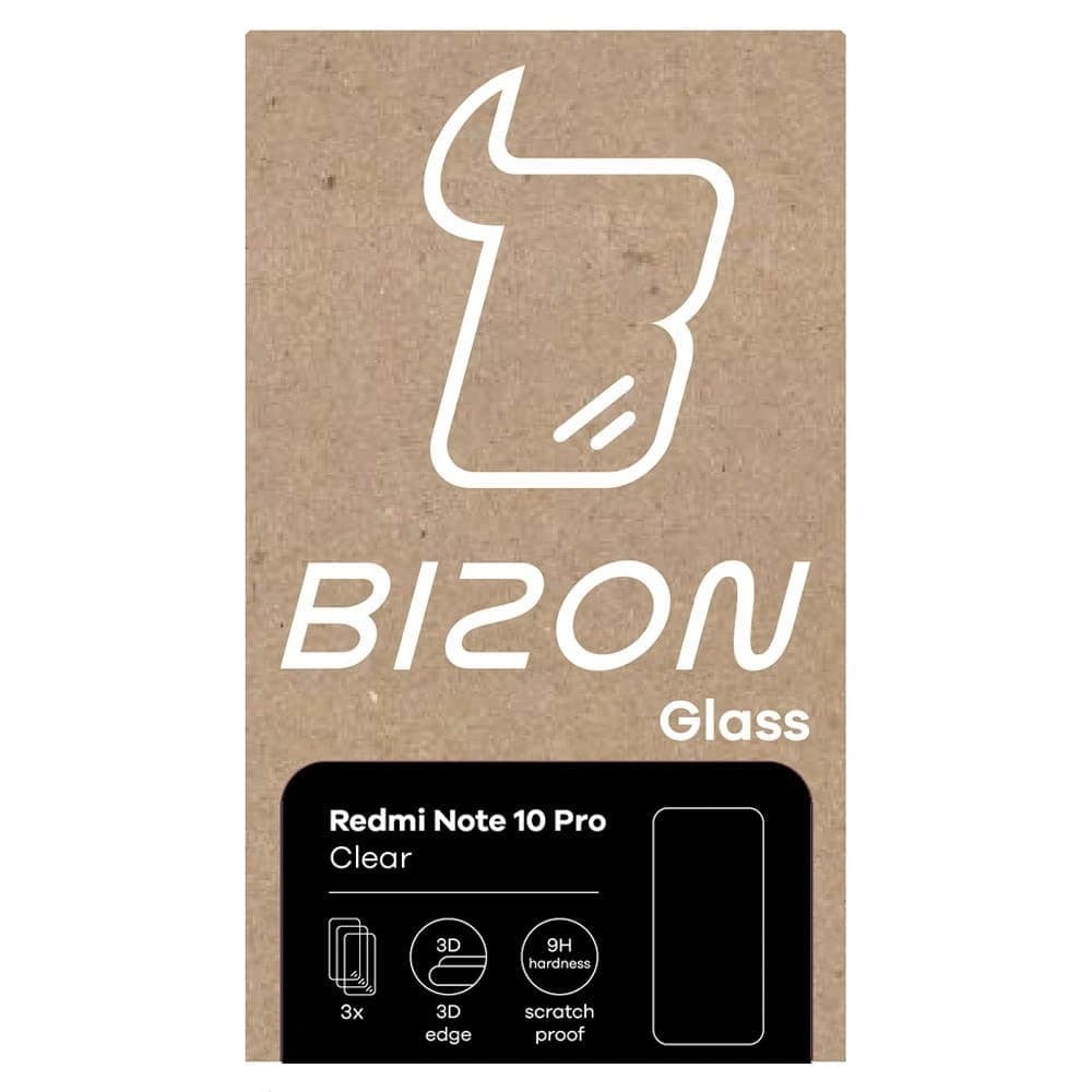 Bizon Glas Klar gehärtetes Glas - 3 Stück. + Linsenglas Redmi Note 10 Pro - 11