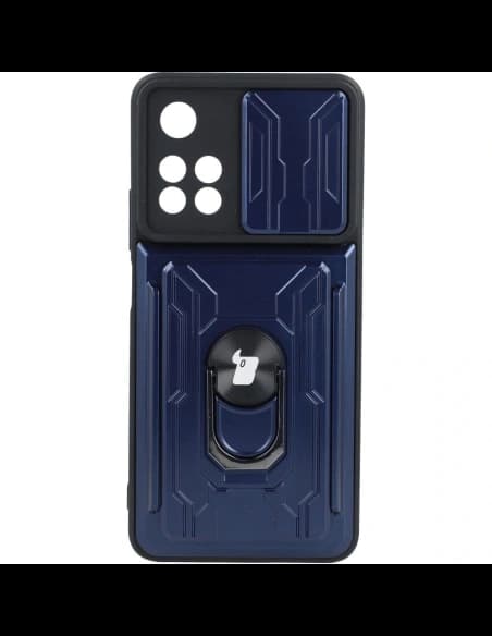 Bizon Case Camshield Kártyahely Gyűrű Xiaomi Redmi Note 11 Pro+ 5G tengerészkék