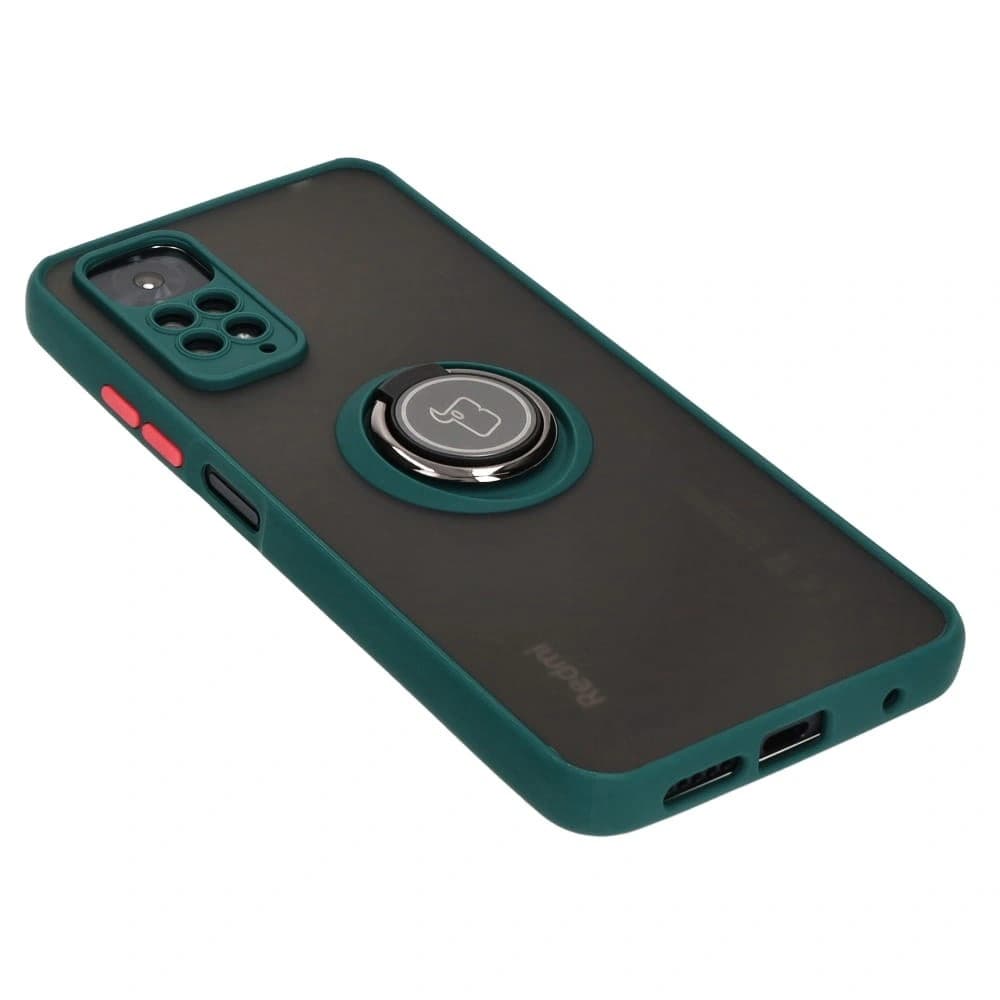 Bizon Case Hybrid Ring Xiaomi Redmi Note 11 / 11S 4G füstös sötétzöld kerettel - 4