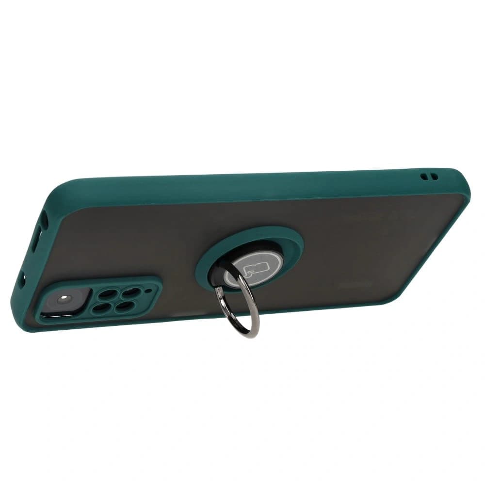 Bizon Case Hybrid Ring Xiaomi Redmi Note 11 / 11S 4G füstös sötétzöld kerettel - 5