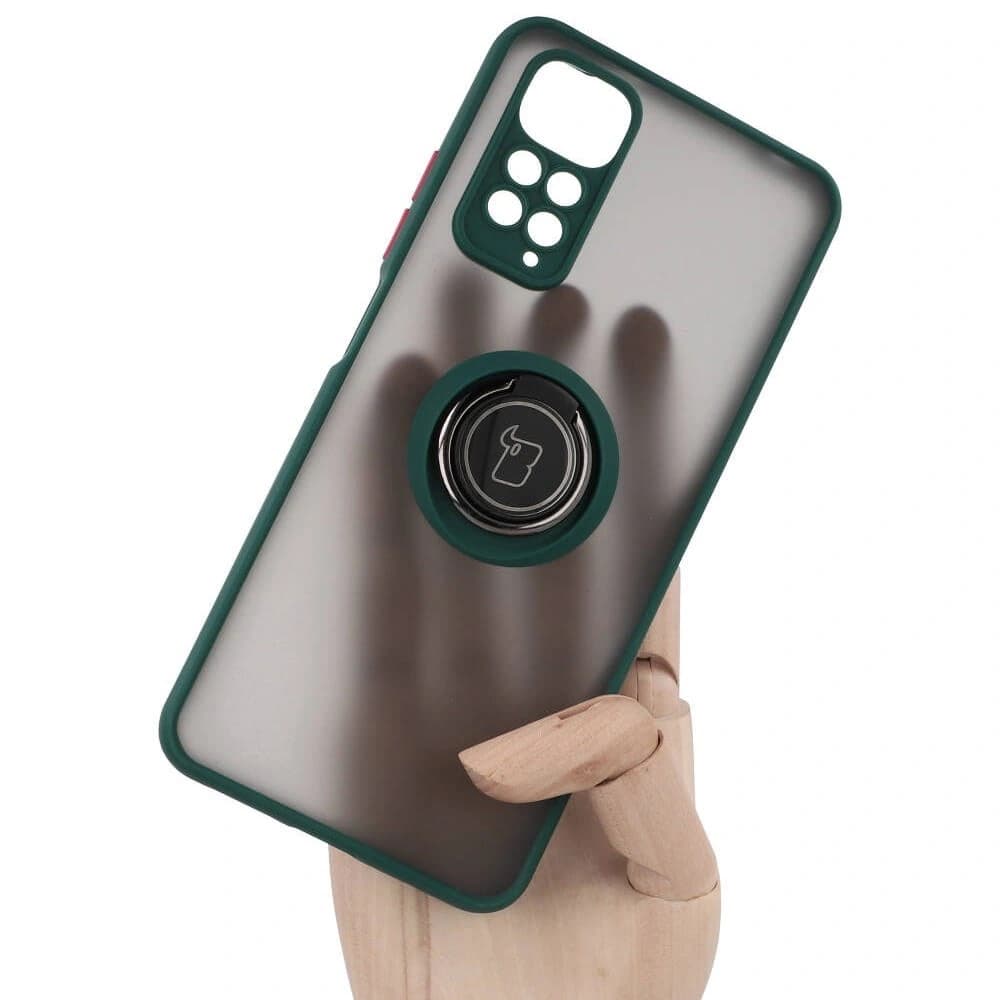 Bizon Case Hybrid Ring Xiaomi Redmi Note 11 / 11S 4G füstös sötétzöld kerettel - 6