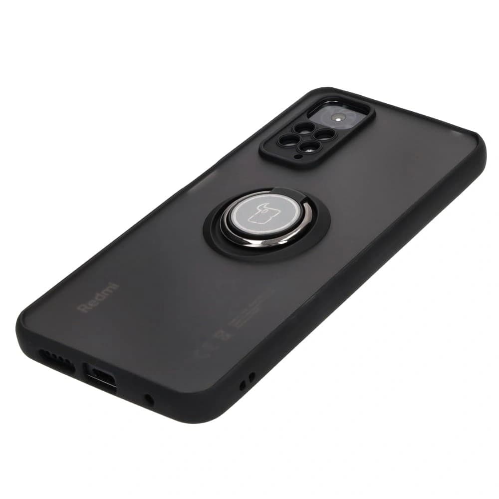 Etui s úchopem na prst Bizon Case Hybrid Ring pro Xiaomi Redmi Note 11 / 11S 4G kouřové s černým rámem - 3
