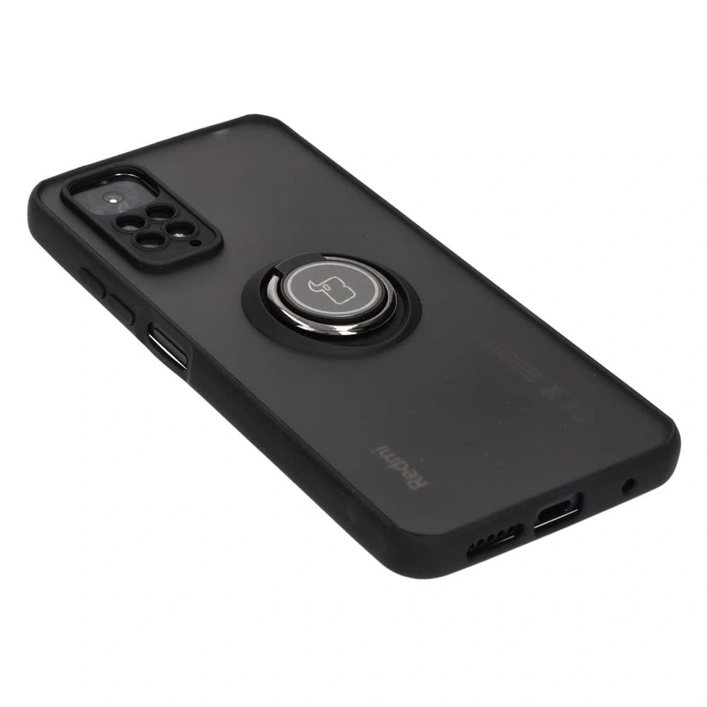 Etui s úchopem na prst Bizon Case Hybrid Ring pro Xiaomi Redmi Note 11 / 11S 4G kouřové s černým rámem - 4