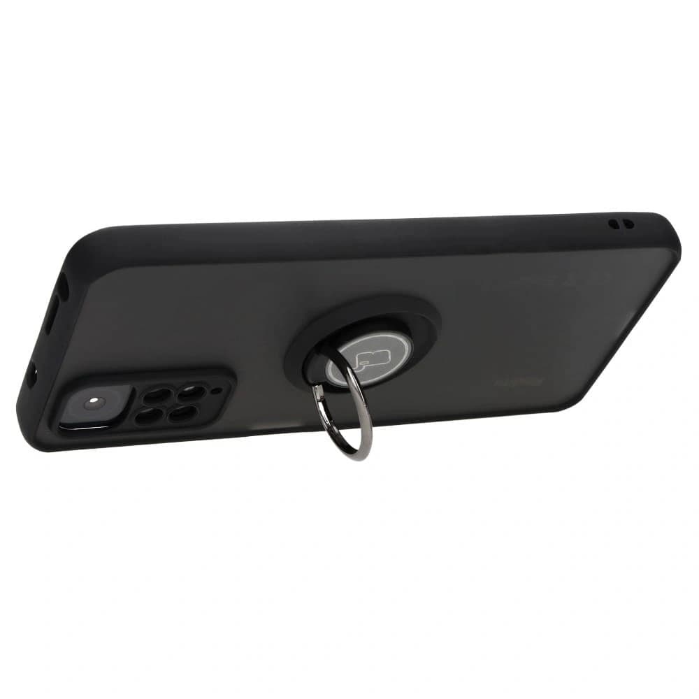 Etui s úchopem na prst Bizon Case Hybrid Ring pro Xiaomi Redmi Note 11 / 11S 4G kouřové s černým rámem - 5