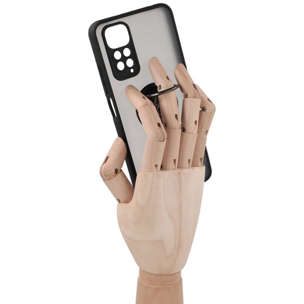 Etui s úchopem na prst Bizon Case Hybrid Ring pro Xiaomi Redmi Note 11 / 11S 4G kouřové s černým rámem - 8