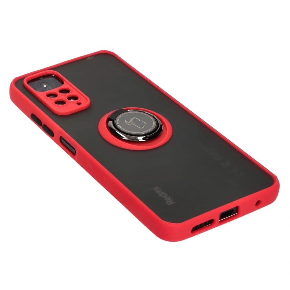 Bizon Case Hybrid Ring Xiaomi Redmi Note 11 / 11S 4G füstös piros kerettel - 4