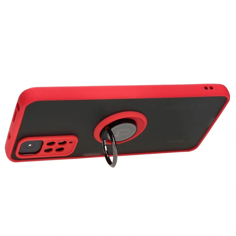 Bizon Case Hybrid Ring Xiaomi Redmi Note 11 / 11S 4G füstös piros kerettel - 5