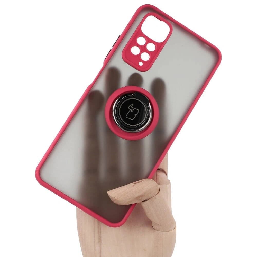 Bizon Case Hybrid Ring Xiaomi Redmi Note 11 / 11S 4G füstös piros kerettel - 6