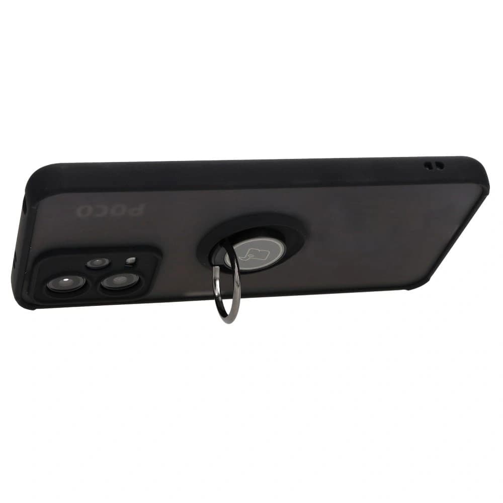 Bizon Case Hybrid Ring Xiaomi Poco X5 / Redmi Note 12 5G rauchig mit einem schwarzen Rahmen - 5
