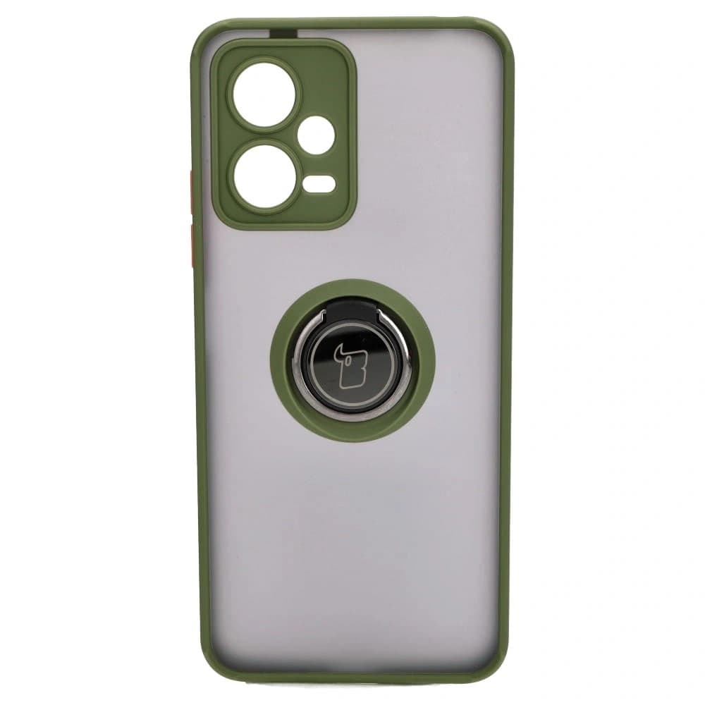 Bizon Case Hybrid Ring Xiaomi Poco X5 / Redmi Note 12 5G rauchig mit einem grünen Rahmen - 2