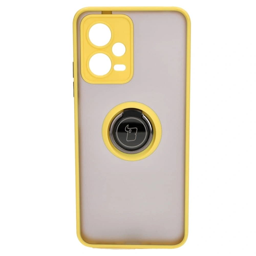 Bizon Case Hybrid Ring Xiaomi Poco X5 / Redmi Note 12 5G rauchig mit einem gelben Rahmen - 2