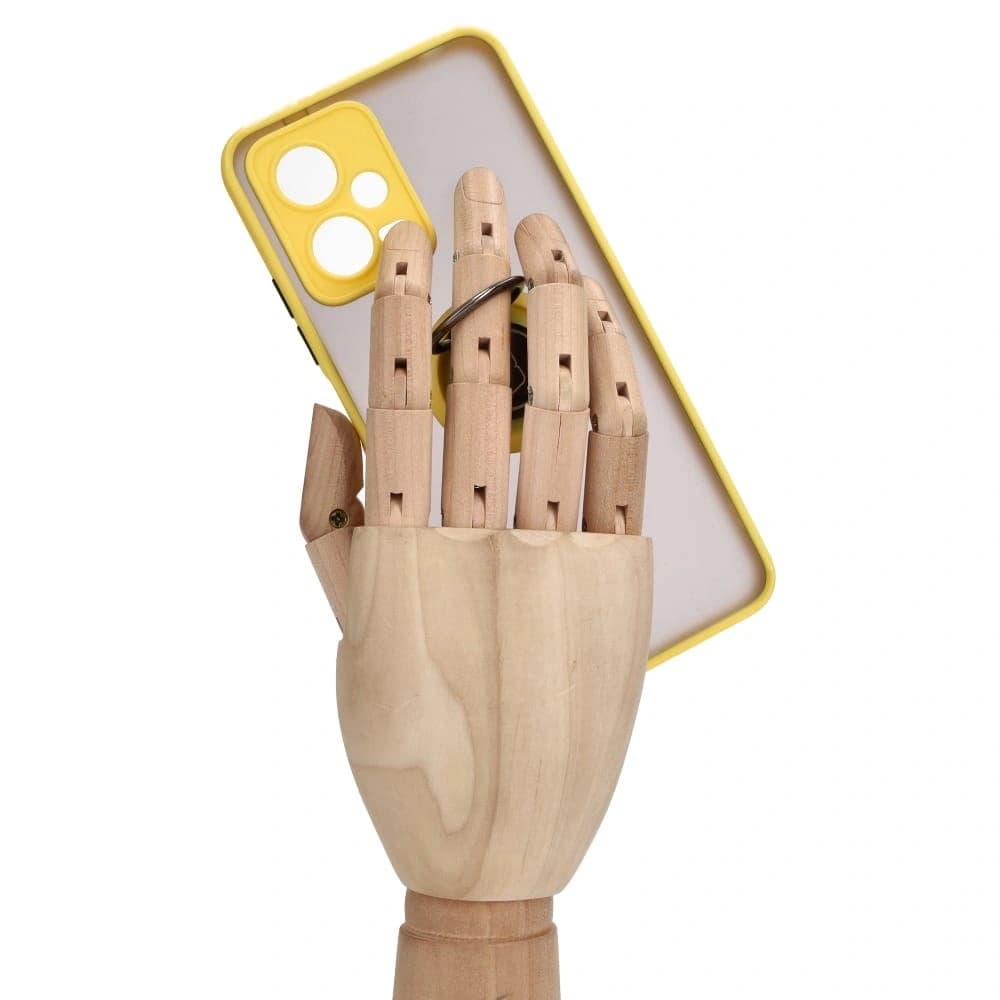 Bizon Case Hybrid Ring Xiaomi Poco X5 / Redmi Note 12 5G rauchig mit einem gelben Rahmen - 8