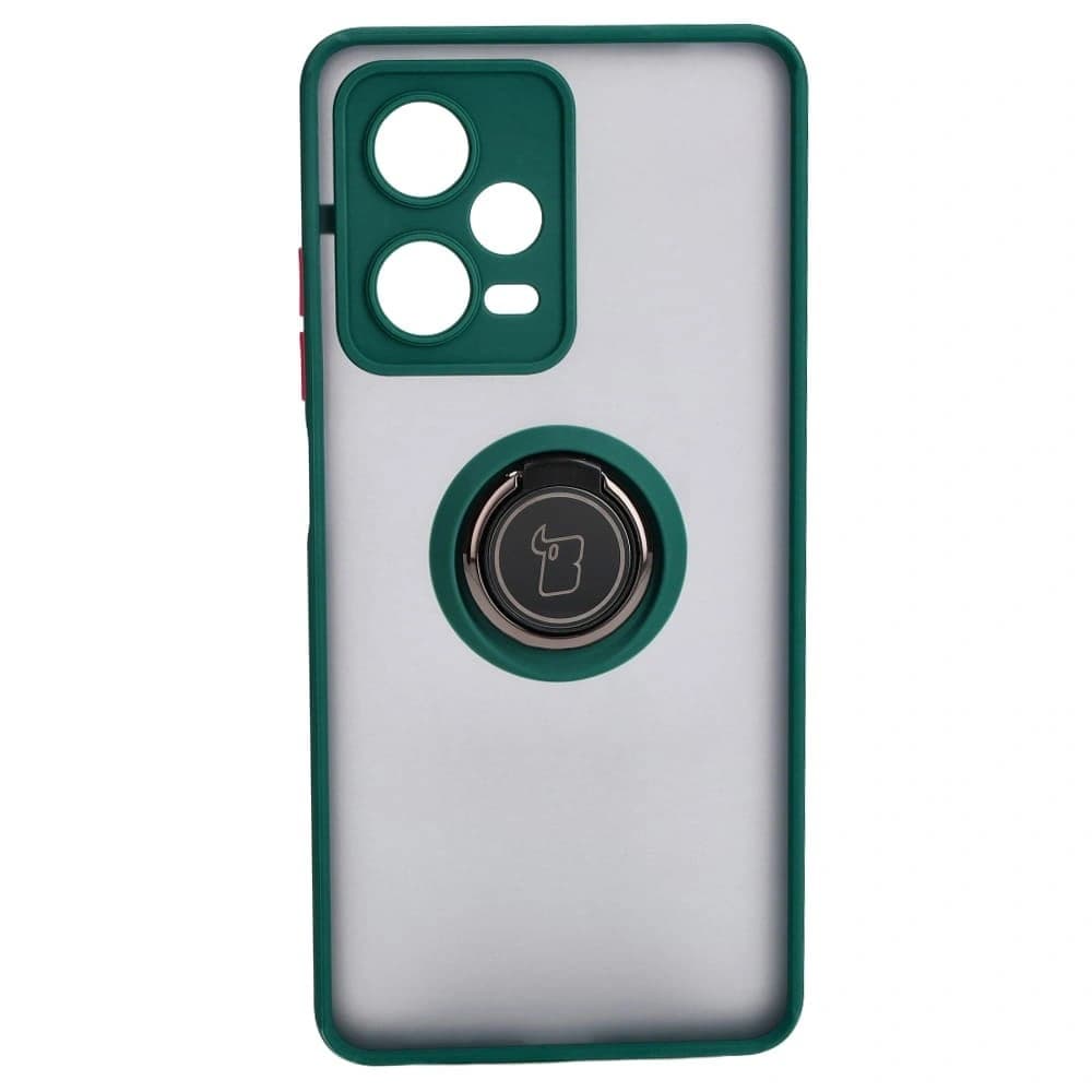 Bizon Case Hybrid Ring Xiaomi Redmi Note 12 Pro 5G smoky with a dark green frame - 2