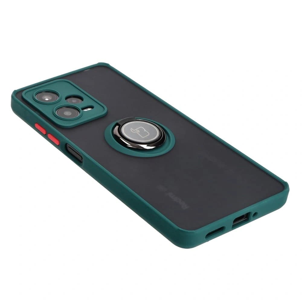 Bizon Case Hybrid Ring Xiaomi Redmi Note 12 Pro 5G smoky with a dark green frame - 4