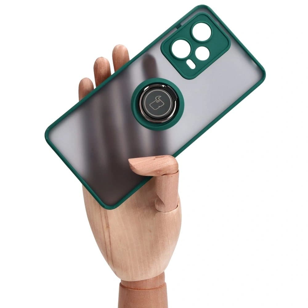 Bizon Case Hybrid Ring Xiaomi Redmi Note 12 Pro 5G smoky with a dark green frame - 6