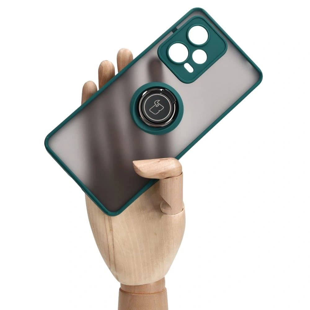 Bizon Case Hybrid Ring Xiaomi Redmi Note 12 Pro+ 5G fumurie cu un cadru verde închis - 6