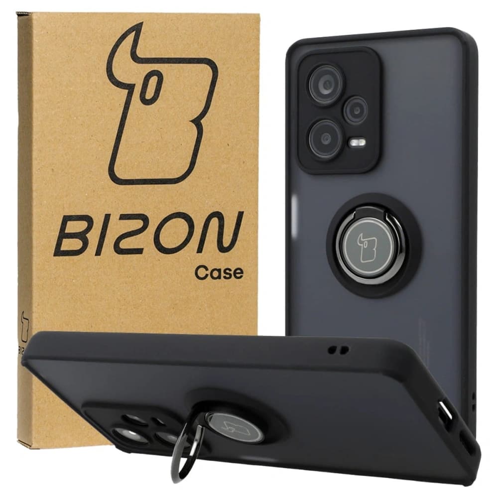 Bizon Case Hybrid Ring Xiaomi Redmi Note 12 Pro+ 5G fumuriu cu un cadru negru - 1