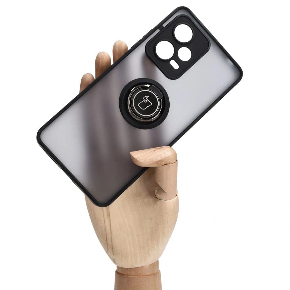 Bizon Case Hybrid Ring Xiaomi Redmi Note 12 Pro+ 5G fumuriu cu un cadru negru - 6