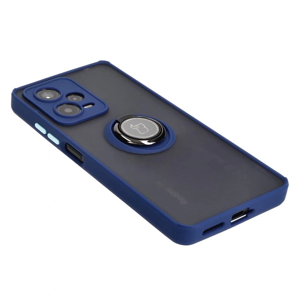 Etui s úchopem na prst Bizon Case Hybrid Ring pro Xiaomi Redmi Note 12 Pro+ 5G kouřové s modrým rámem - 4