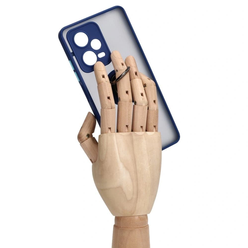 Etui s úchopem na prst Bizon Case Hybrid Ring pro Xiaomi Redmi Note 12 Pro+ 5G kouřové s modrým rámem - 8