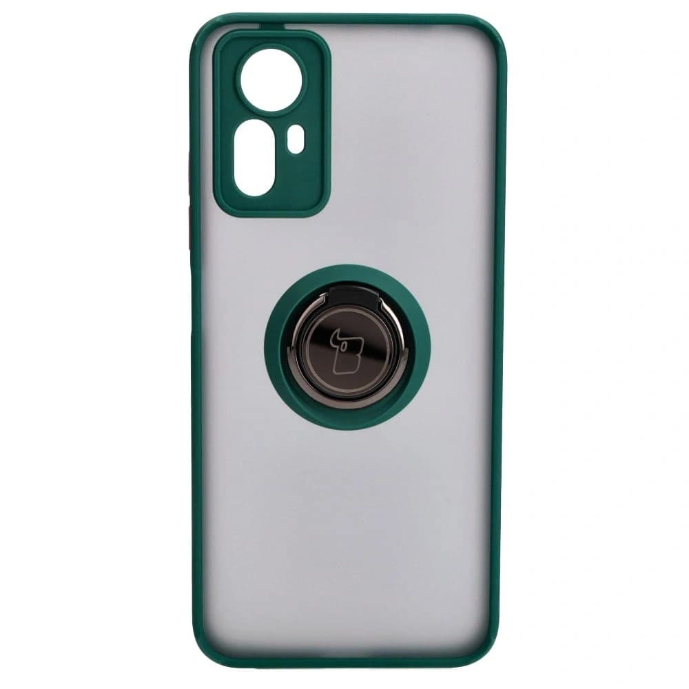 Bizon Case Hybrid Ring Xiaomi Redmi Note 12S rauchig mit einem dunkelgrünen Rahmen - 2