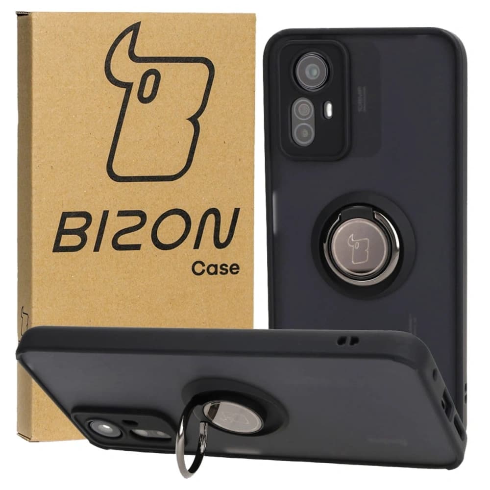 Bizon Case Hybrid Ring Xiaomi Redmi Note 12S rauchig mit einem schwarzen Rahmen - 1