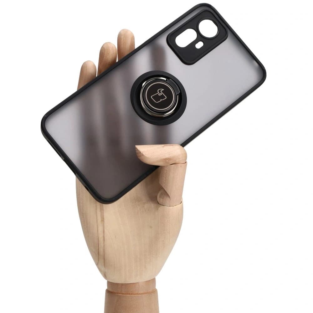 Bizon Case Hybrid Ring Xiaomi Redmi Note 12S rauchig mit einem schwarzen Rahmen - 6