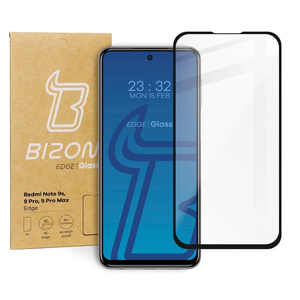 Bizon Glass Edge Redmi Note 9S/ 9 Pro/ 9 Pro Max fekete - 1