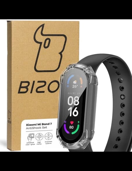 Bizon Case AntiShock Set Xiaomi Mi Band 7 transparent