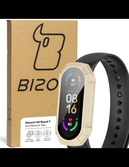 Bizon Case AntiShock Set Xiaomi Mi Band 7 alb